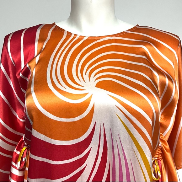 Vera by Scoop Beach 100% Silk Tunic Retro Multicolor One Size Resort Vacation - Picture 5 of 9